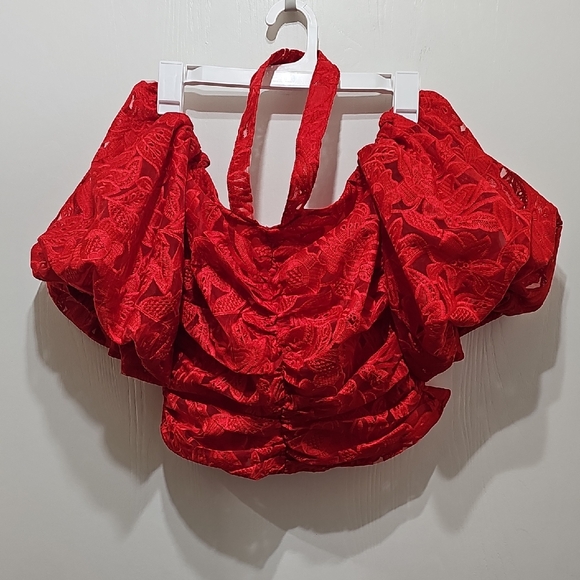 VENUS Vibrant Scarlet Lace Top NWT - Picture 5 of 7